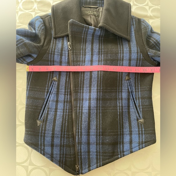 rag & bone NY Checkered Wool Bomber Coat Sz 2 - Picture 10 of 12